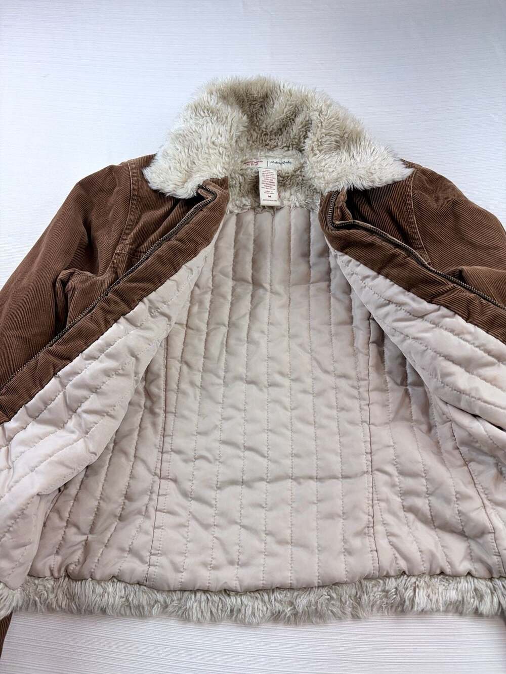 Abercrombie & Fitch Brown Corduroy Faux Sherpa Lined Jacket Women's Medium - Picture 6 of 8